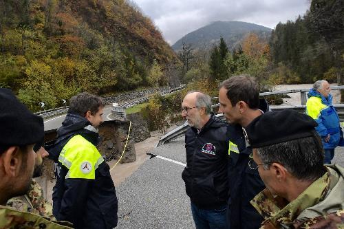 Massimiliano Fedriga e Riccardo Riccardi, governatore e vicegovernatore della Regione FVG in un recente sopralluogo alle località colpite dal maltempo